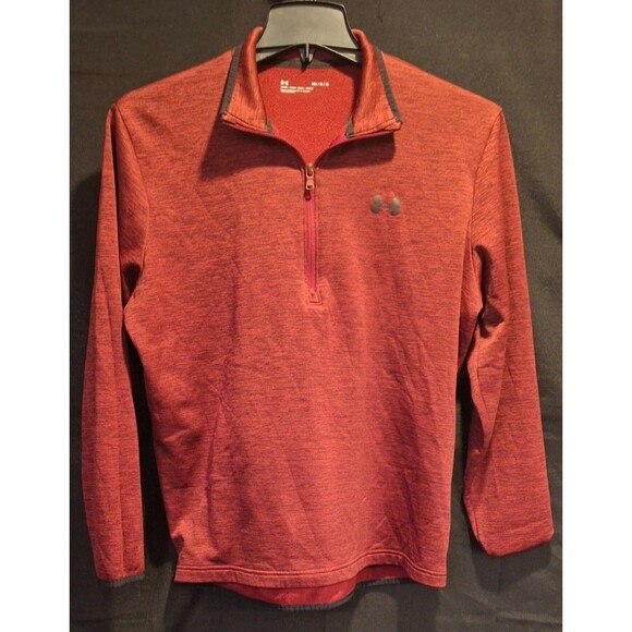 Under Armour Fleece Quarter Zip Pullover Mens Medium Red Golf UA Loose ColdGear - Picture 1 of 8